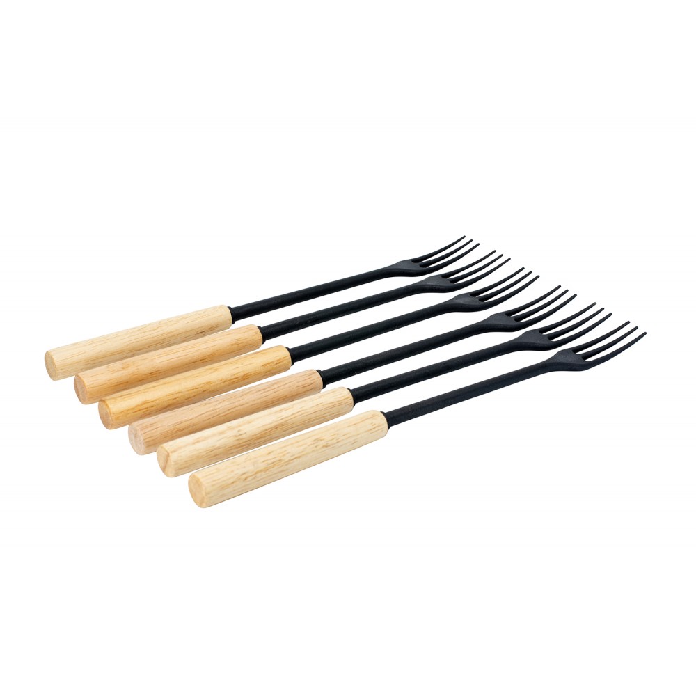 fourchette-a-fondue-manche-bois naturel ou couleur acier